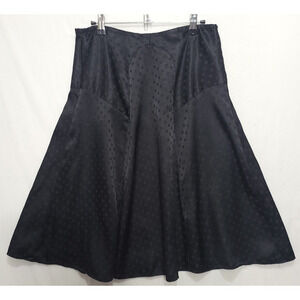 Worthington A-Line Black Polka Dot Skirt Women 6 Knee Length Satin Like Side Zip